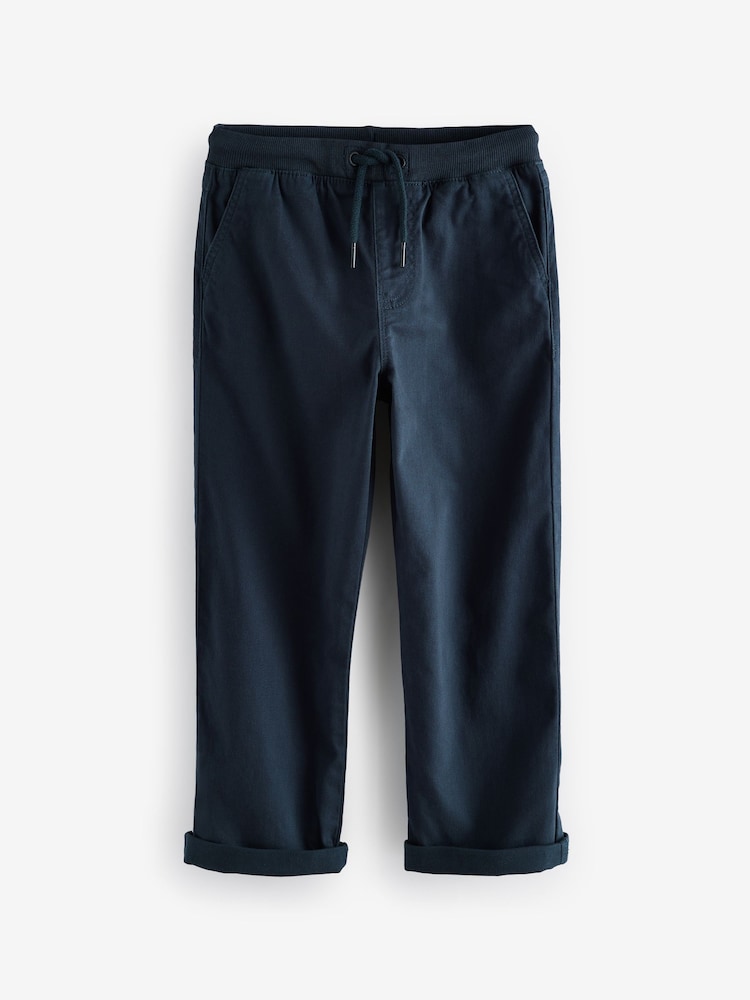 Navy Blue Wide Fit Rib Waist Pull-On Trousers (3-16yrs) - Image 1 of 5