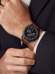 Brown Strap Chunky Watch - Image 1 of 6