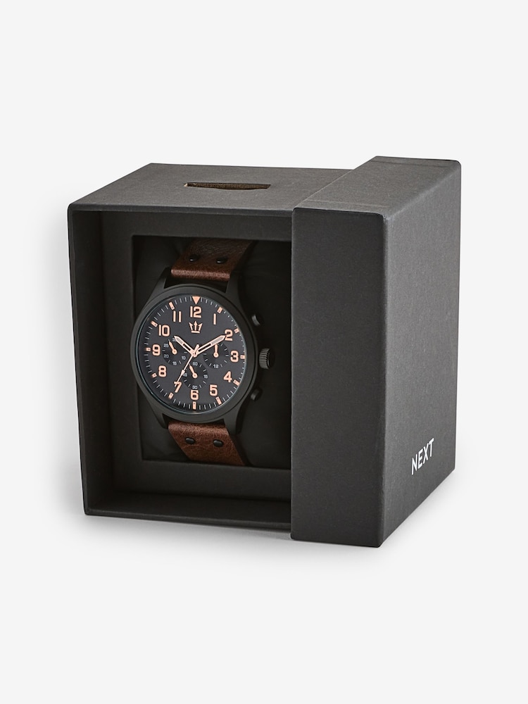 Brown Strap Chunky Watch - Image 6 of 6
