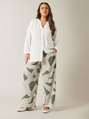 Evans Green Linear Print Wide Leg Trousers - Image 2 of 5