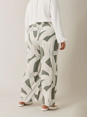 Evans Green Linear Print Wide Leg Trousers - Image 3 of 5