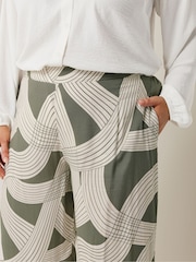 Evans Green Linear Print Wide Leg Trousers - Image 4 of 5