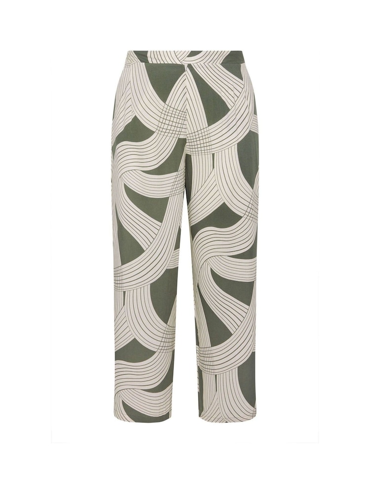 Evans Green Linear Print Wide Leg Trousers - Image 5 of 5