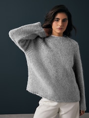 Grey Premium Alpaca Blend Soft Touch Knitted Jumper - Image 1 of 7