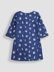 JoJo Maman Bébé Denim Blue Hedgehog & Mouse A-Line Dress - Image 3 of 4