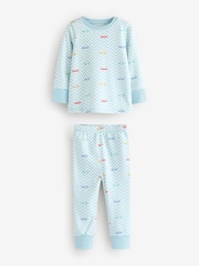 Blue/White Cars Snuggle Pyjamas 3 Pack - Image 3 of 9