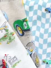 Blue/White Cars Snuggle Pyjamas 3 Pack - Image 8 of 9