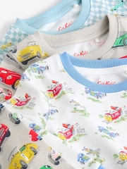 Blue/White Cars Snuggle Pyjamas 3 Pack - Image 9 of 9