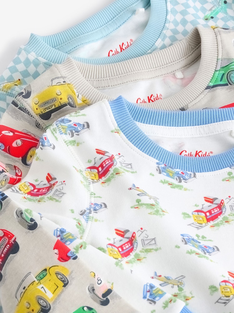 Blue/White Cars Snuggle Pyjamas 3 Pack - Image 9 of 9