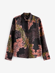 Black/Purple Paisley Print Long Sleeve Button Down Shirt - Image 5 of 6