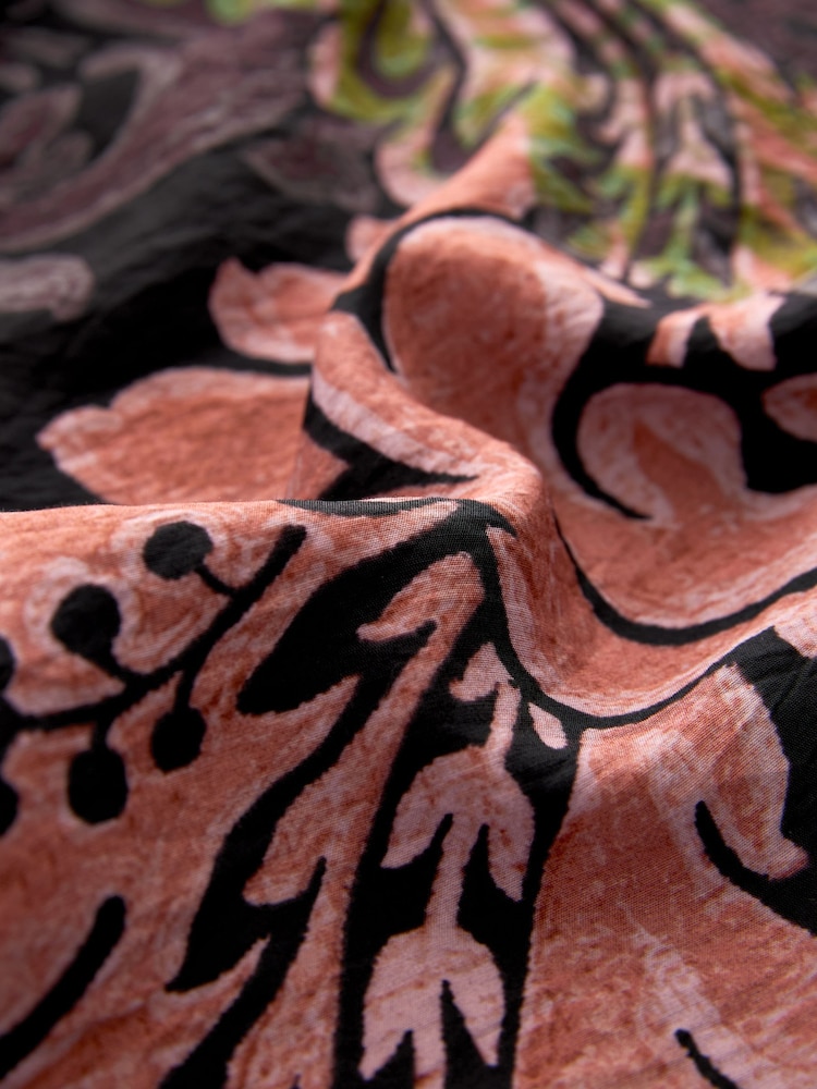 Black/Purple Paisley Print Long Sleeve Button Down Shirt - Image 6 of 6
