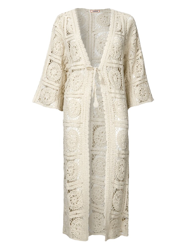 Joe Browns Cream Crochet Circular Pattern 3/4 Sleeve Longline Cardigan - Image 7 of 7