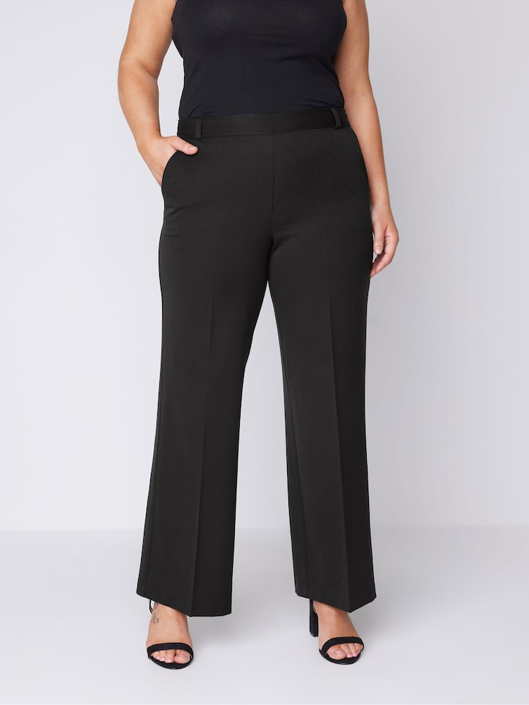 Evans Ponte Straight Leg Seam Detail Trousers - Image 1 of 4