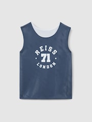 Reiss Navy/Optic White Wilt 13-14 yrs Airtex Reversible Vest - Image 1 of 6