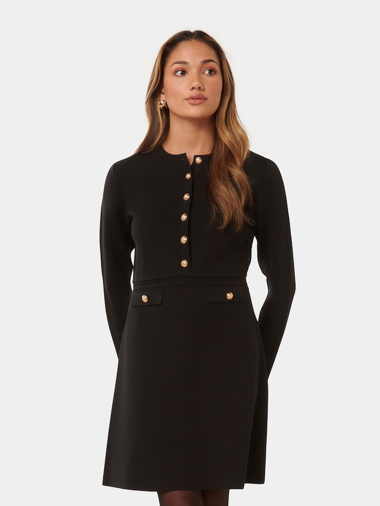 Forever New Black Karina Petite Long Sleeves Polo Knit Dress - Image 1 of 5 Forever New Black Karina Petite Long Sleeves Polo Knit Dress - Image 1 of 5