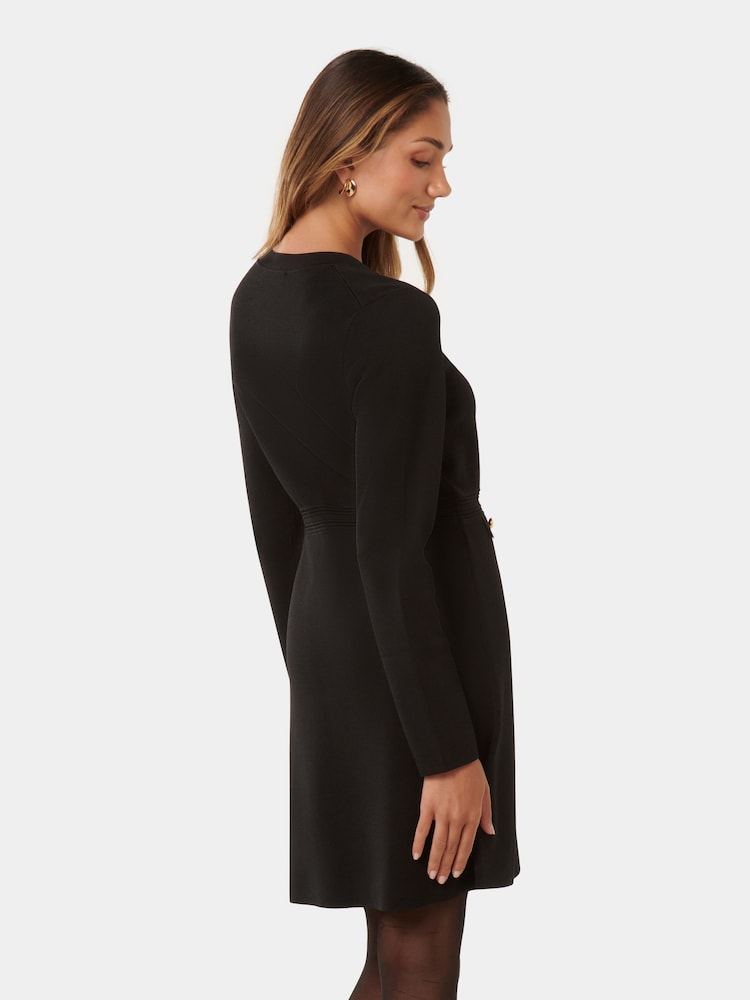 Forever New Black Karina Petite Long Sleeves Polo Knit Dress - Image 2 of 5 Forever New Black Karina Petite Long Sleeves Polo Knit Dress - Image 2 of 5