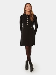 Forever New Black Karina Petite Long Sleeves Polo Knit Dress - Image 3 of 5