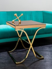 Interiors by Premier Gold Brown Kensington Townhouse Cross Legs Side Table - Image 1 of 3