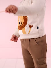 JoJo Maman Bébé Natural Lion Appliqué Half Zip Sweatshirt - Image 2 of 7