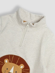 JoJo Maman Bébé Natural Lion Appliqué Half Zip Sweatshirt - Image 7 of 7