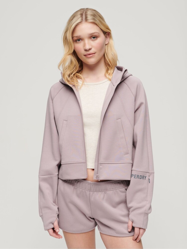 Superdry Purple Sport Tech Relaxed Zip Hoodie - Image 1 of 6