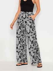 Long Tall Sally Black Paisley Print Wide Leg Trousers - Image 3 of 5