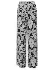 Long Tall Sally Black Paisley Print Wide Leg Trousers - Image 5 of 5