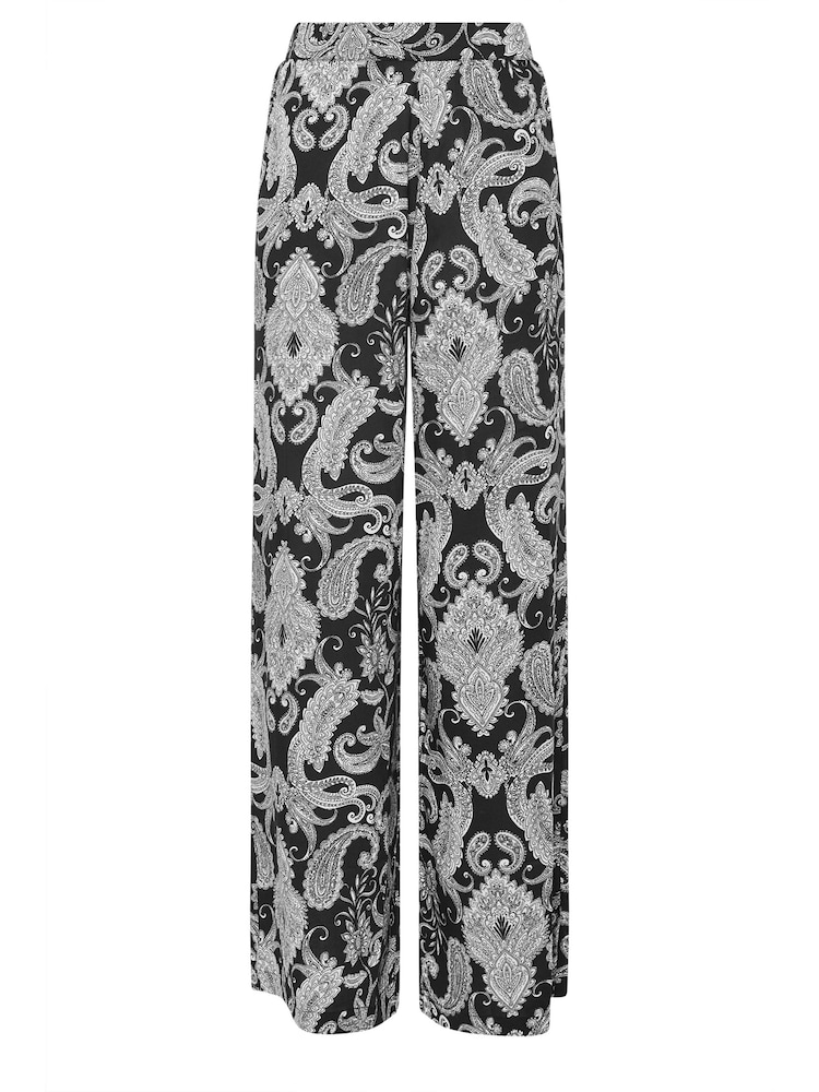 Long Tall Sally Black Paisley Print Wide Leg Trousers - Image 5 of 5