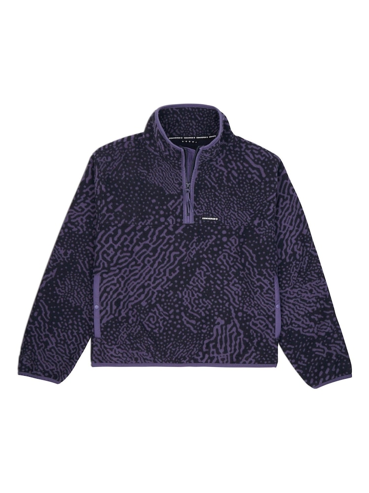 Converse Purple All Over Print Polar Fleece Pullover Top - Image 1 of 3