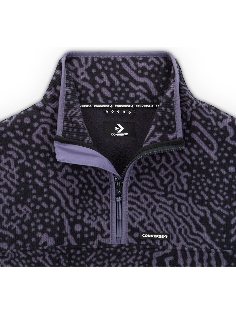 Converse Purple All Over Print Polar Fleece Pullover Top - Image 3 of 3