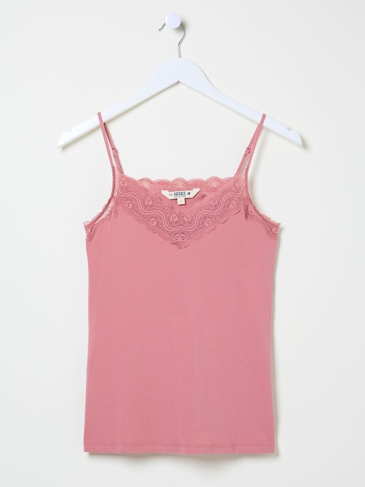 Pink - FatFace V-Neck Lace Vest Pyjama Top - Bild 5 von 5 Pink - FatFace V-Neck Lace Vest Pyjama Top - Bild 5 von 5
