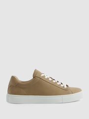 Reiss Camel Finley Nubuck Nubuck Leather Low Top Trainers - Image 1 of 5