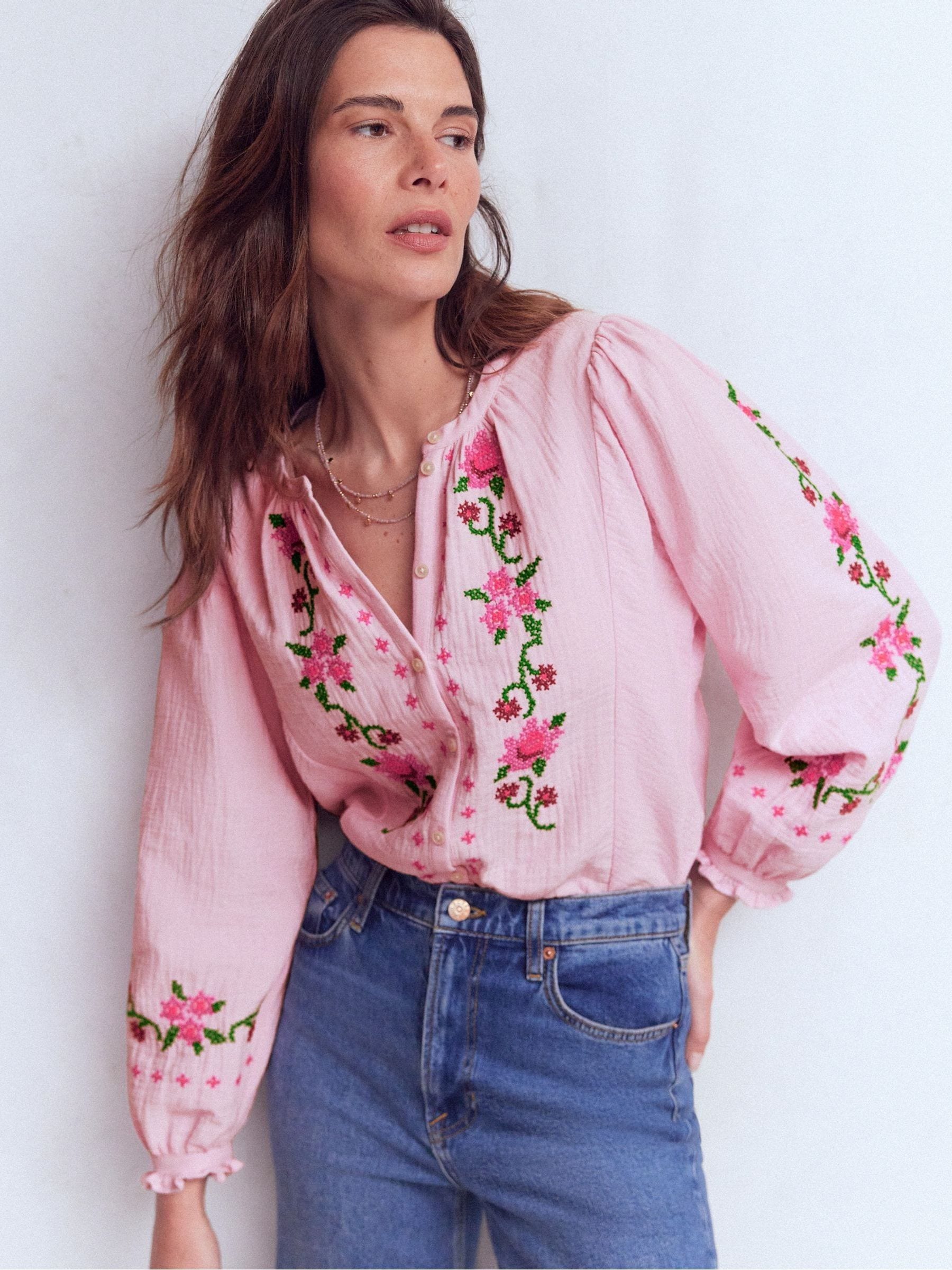 Buy Boden Pink Camille Cheesecloth Top from Next USA
