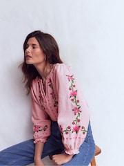 Boden Pink Camille Double Cloth Top - Image 5 of 6