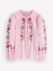 Boden Pink Camille Double Cloth Top - Image 6 of 6