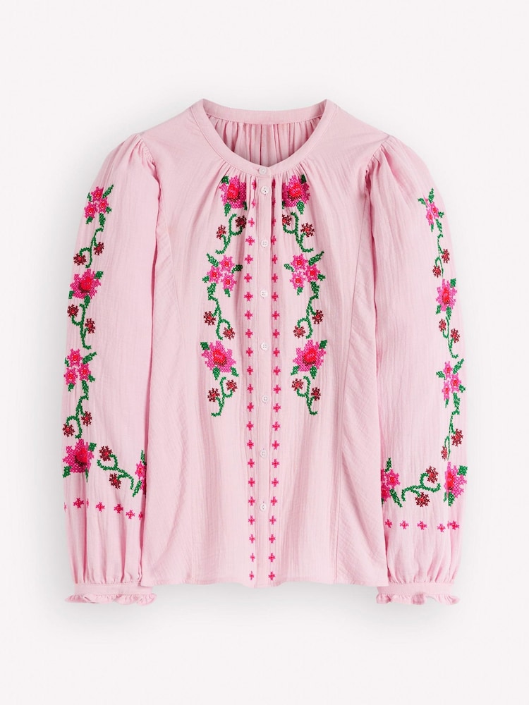 Boden Pink Camille Double Cloth Top - Image 6 of 6