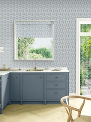 Graham & Brown Blue Hopwood Cottage Wallpaper Sample - Image 1 of 3