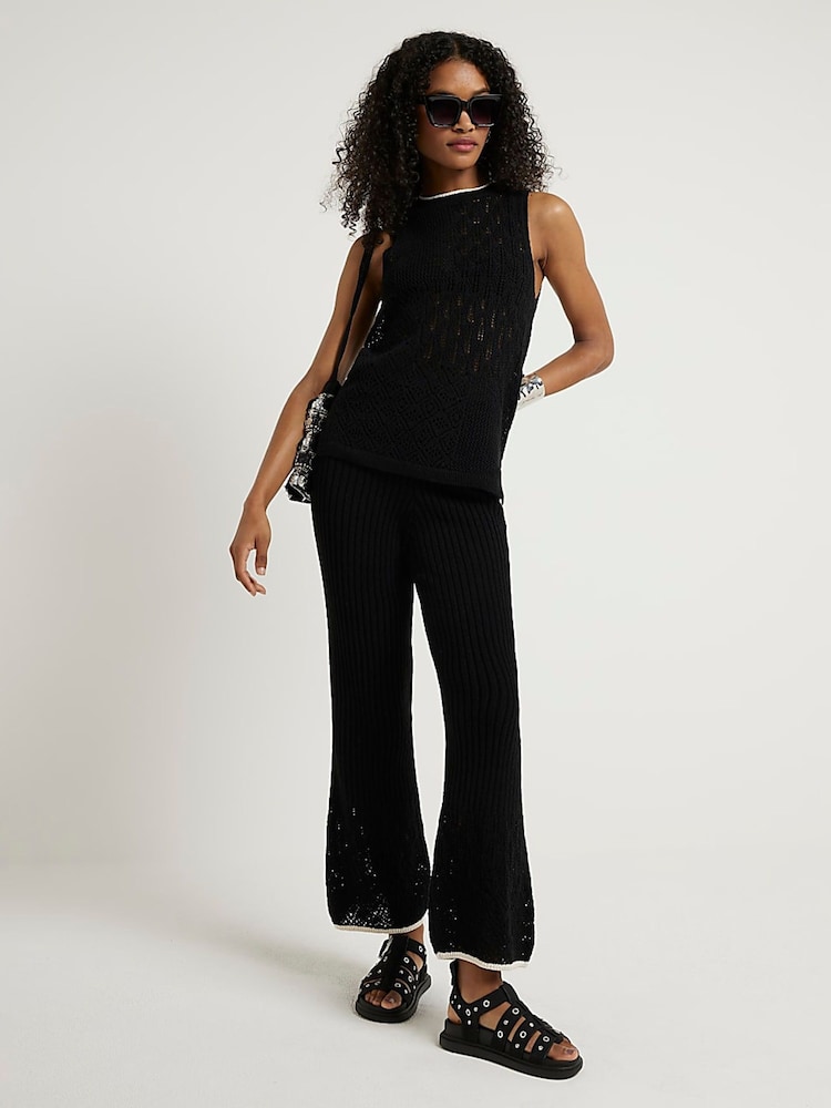 River Island Black Block Stitch Tabard Vest - Image 2 of 4 River Island Black Block Stitch Tabard Vest - Image 2 of 4