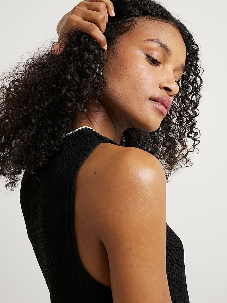 River Island Black Block Stitch Tabard  Vest - Image 4 of 4