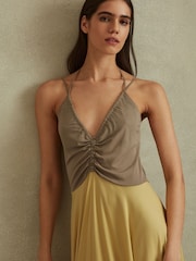 Reiss Платье-миди Trista Colourblock Ruched Midi - Изображение 1 из 5