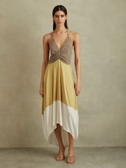 Reiss Платье-миди Trista Colourblock Ruched Midi - Изображение 3 из 5