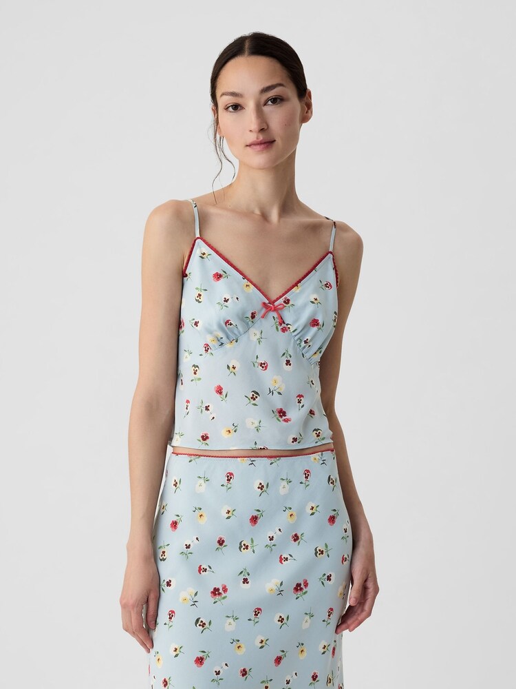 Gap Light Blue DÔEN Cropped Floral Cami - Image 1 of 5