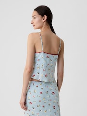 Gap Light Blue DÔEN Cropped Floral Cami - Image 2 of 5