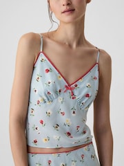 Gap Light Blue DÔEN Cropped Floral Cami - Image 4 of 5
