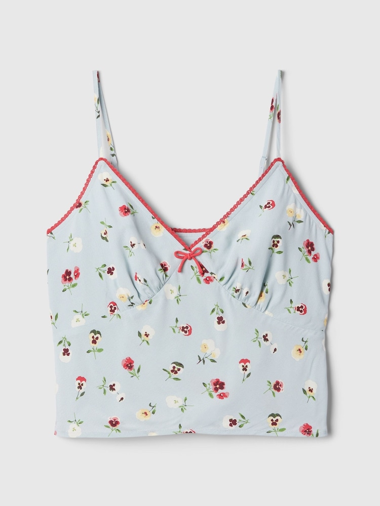 Gap Light Blue DÔEN Cropped Floral Cami - Image 5 of 5