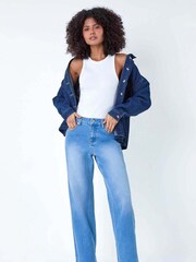Dusk Blue Wide Leg Denim Jeans - Image 1 of 5