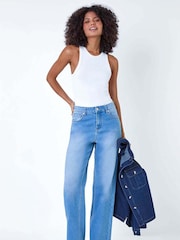 Dusk Blue Wide Leg Denim Jeans - Image 2 of 5
