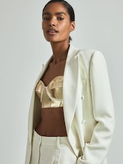Reiss Gold Viola Metallic Bustier Top - Image 3 of 7