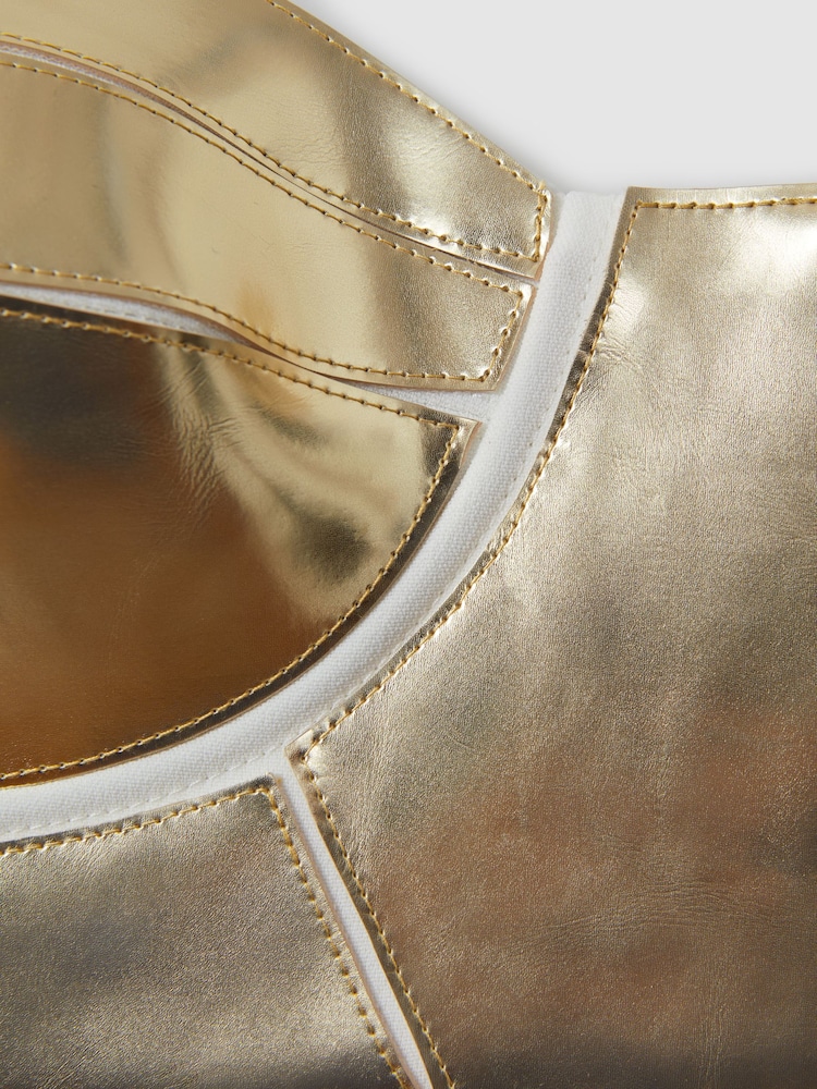 Reiss Gold Viola Metallic Bustier Top - Image 5 of 7