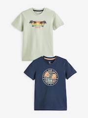 JACK & JONES JUNIOR modra kratek rokav; s kratkimi rokavi okrogel ovratnik; z okroglim ovratnikom Natisnjena majica 2 komplet - Slika 1 iz 3